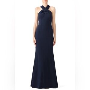 JS Collection navy ottoman gown